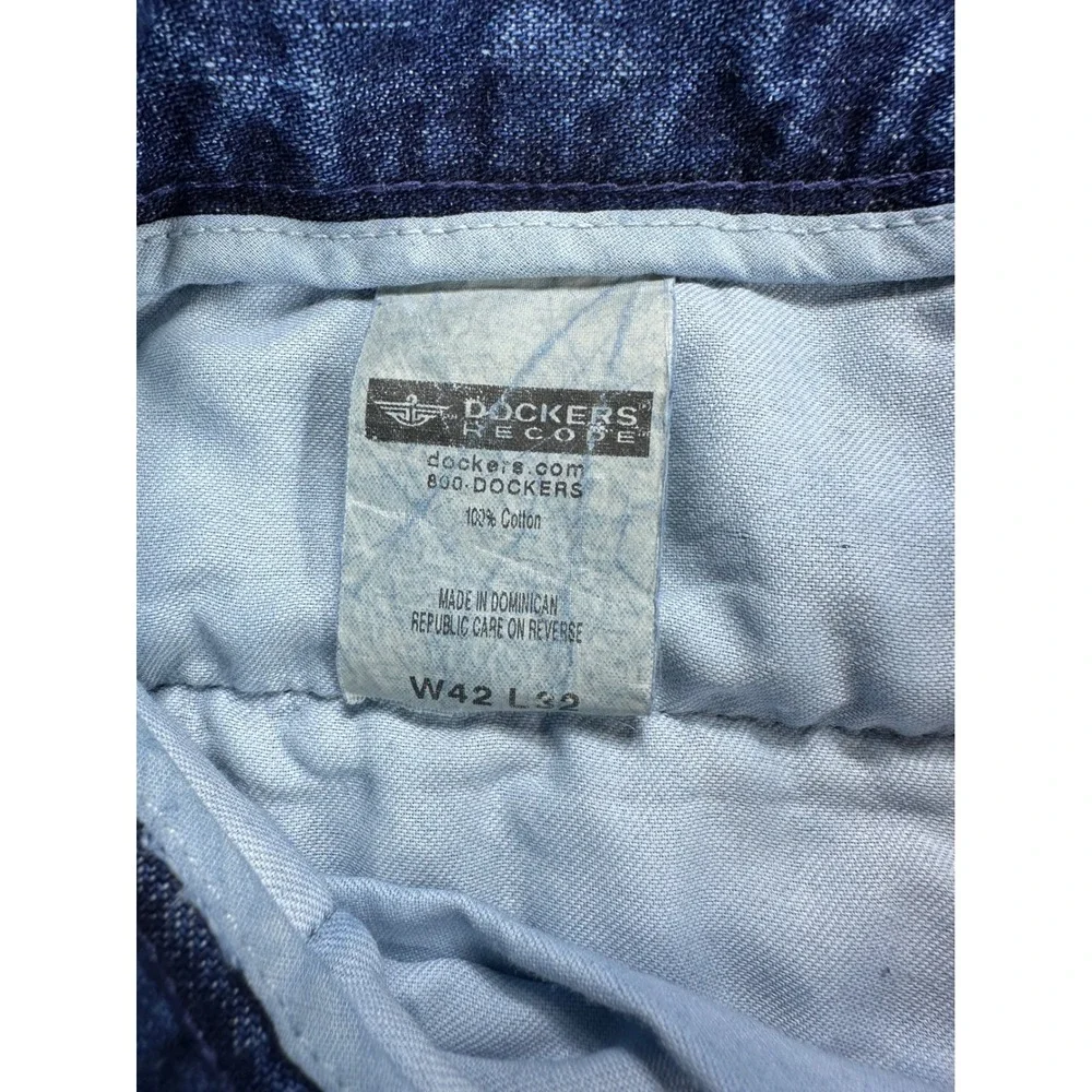 Dockers Recode Mens Pleated Denim Jeans Dark Wash 100% Cotton W42 L32 Blue